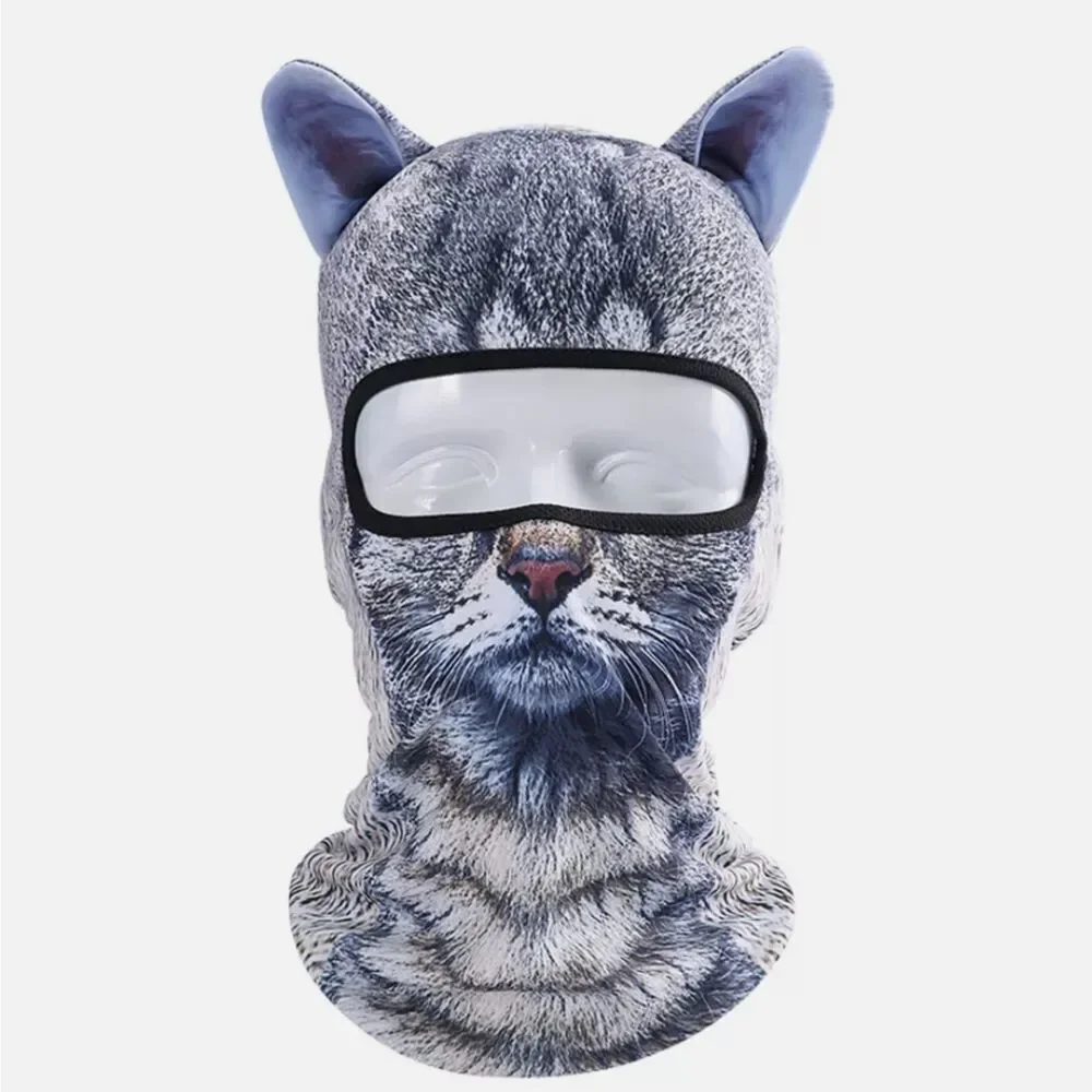 Breathable 3D Animal Printing Balaclava Cycling Hat Dog Cat Ears Full Face Mask